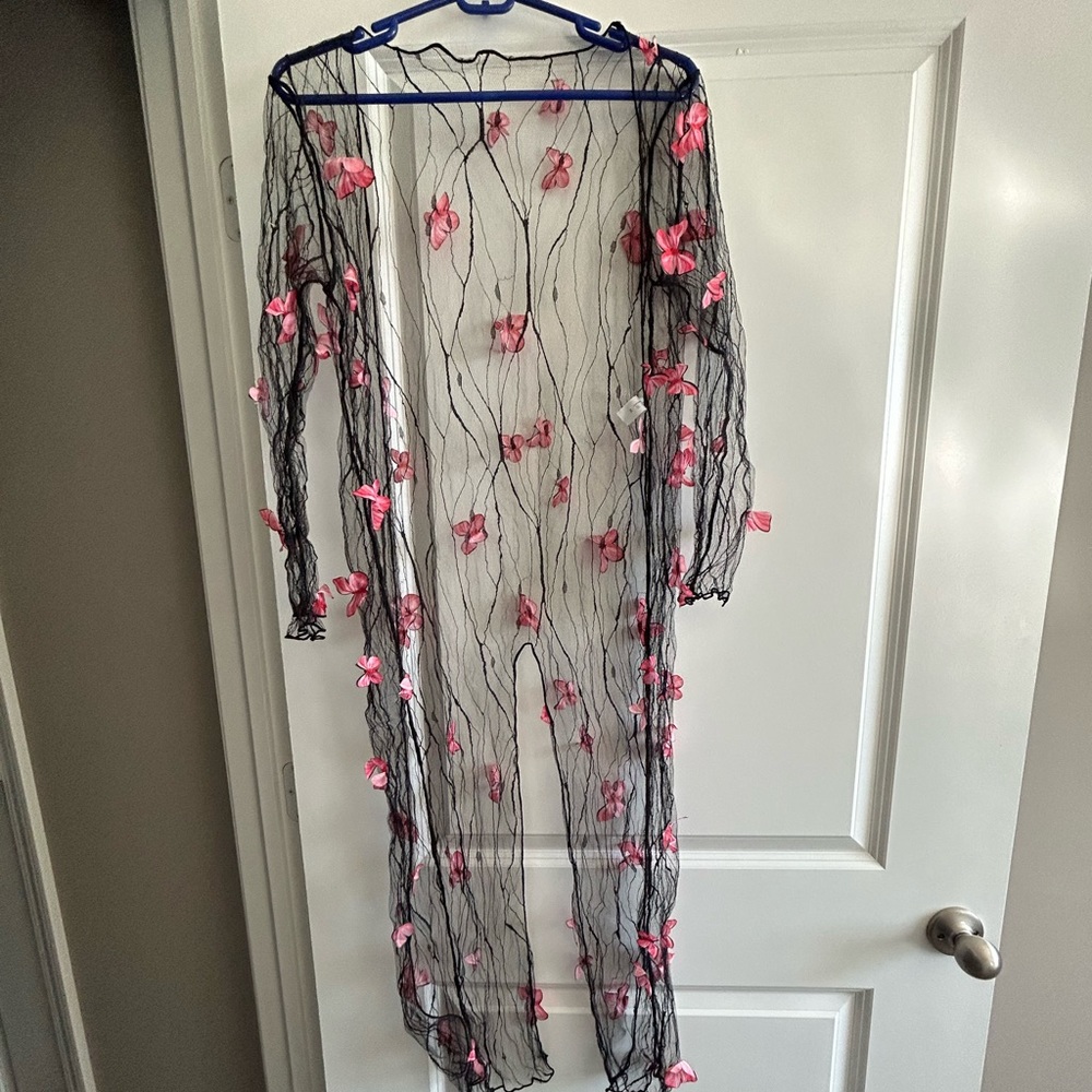 butterfly mesh cardigan and shorts combo